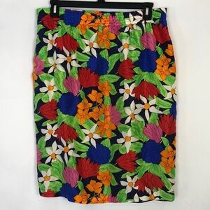 CHAUS Women Island Floral 100% Silk Skirt   Size 16